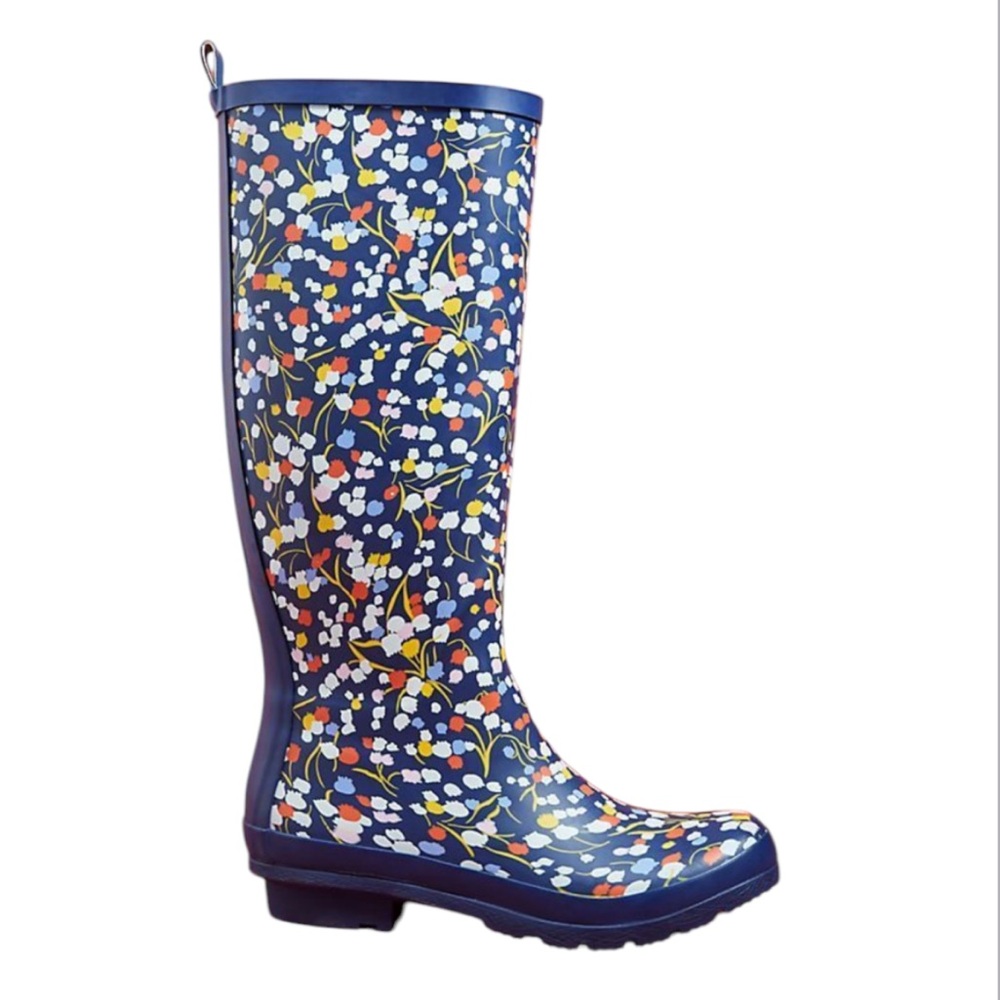 Anthropologie Colloquial Rain Boots Pop Potpourri  Blue Motif Floral print Sz 6 - Picture 2 of 14